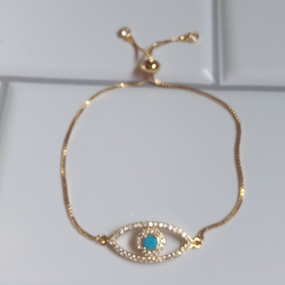 Evil Eye Adjustable Slide Bracelet - Picture 2 of 6